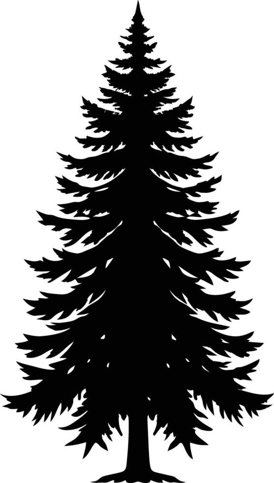 A black and white silhouette of a pine tree vector