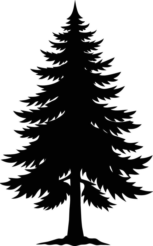 A black and white silhouette of a pine tree vector