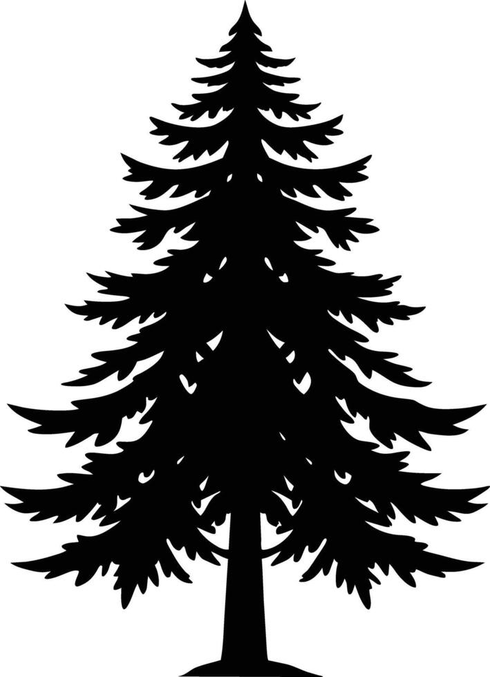 A black and white silhouette of a pine tree vector