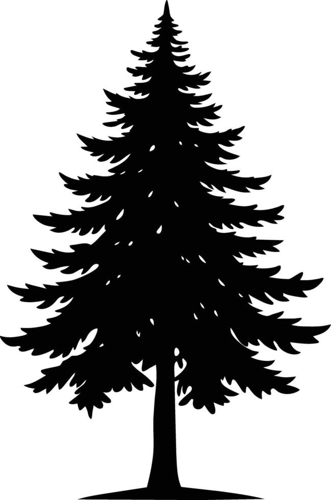 A black and white silhouette of a pine tree vector