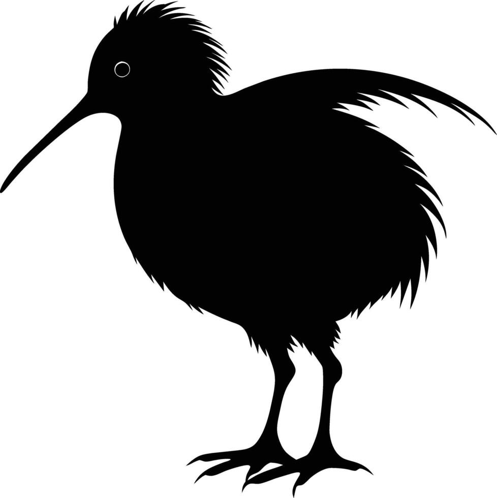 A black and white silhouette of a kiwi bird vector