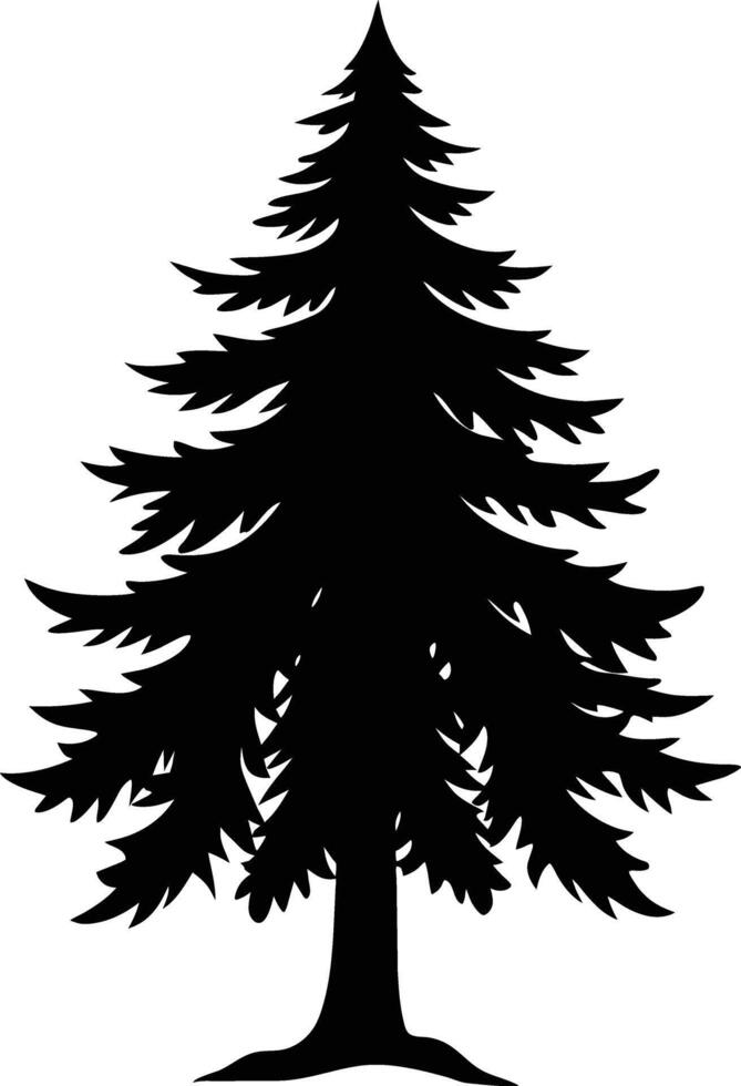 A black and white silhouette of a pine tree vector