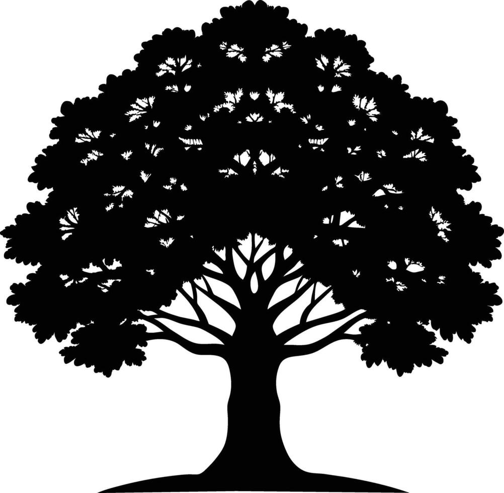 Oak tree silhouette black on white background vector