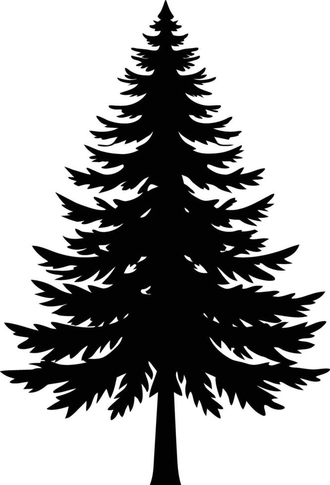 A black and white silhouette of a pine tree vector