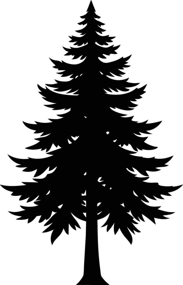 A black and white silhouette of a pine tree vector