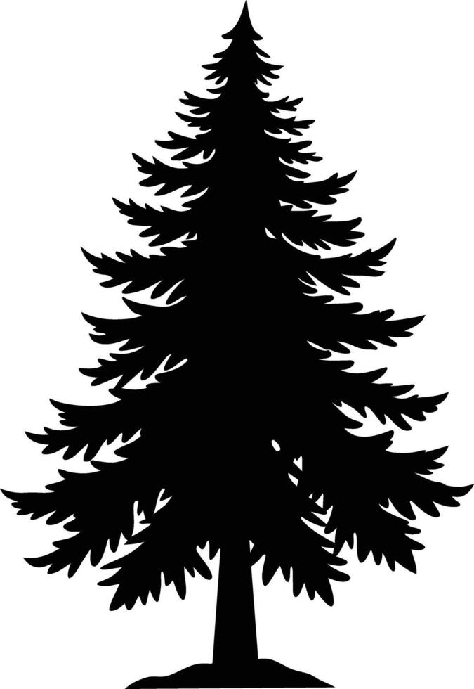 A black and white silhouette of a pine tree vector