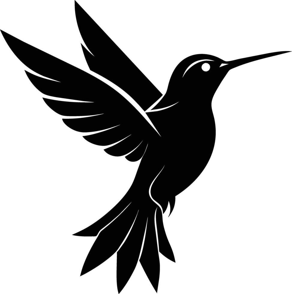 colibrí silueta negro ilustración vector