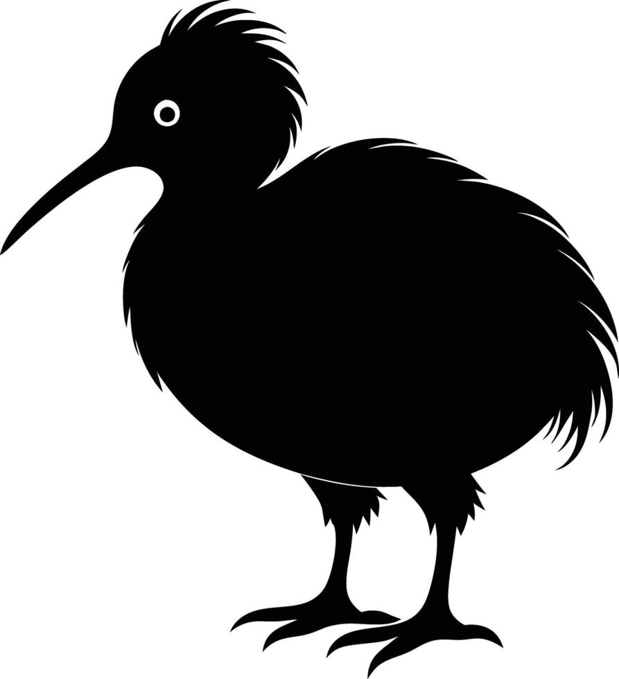 A black and white silhouette of a kiwi bird vector