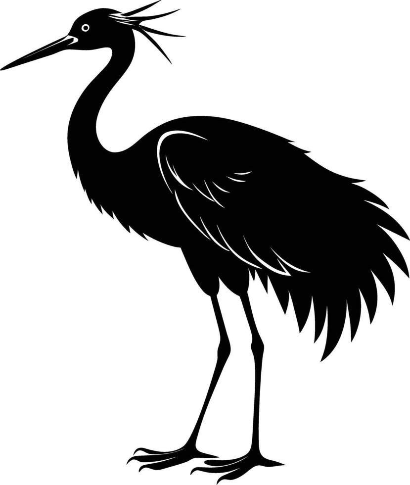 A silhouette of a crane bird standing on a white background vector