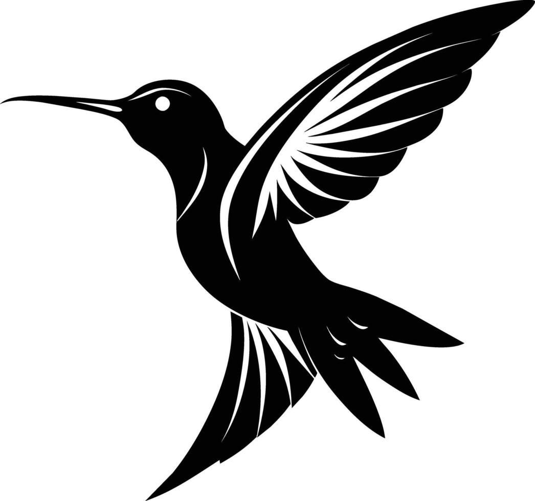 colibrí silueta negro ilustración vector