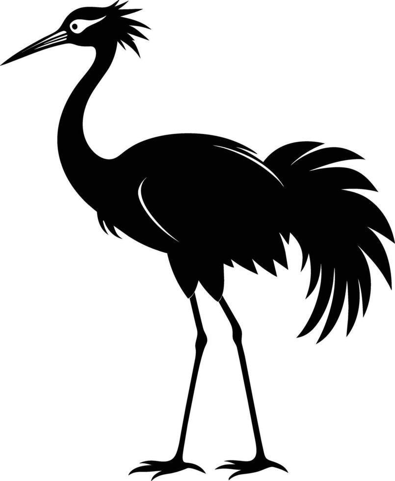 A silhouette of a crane bird standing on a white background vector