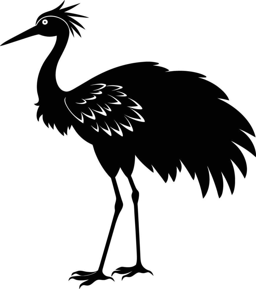 A silhouette of a crane bird standing on a white background vector