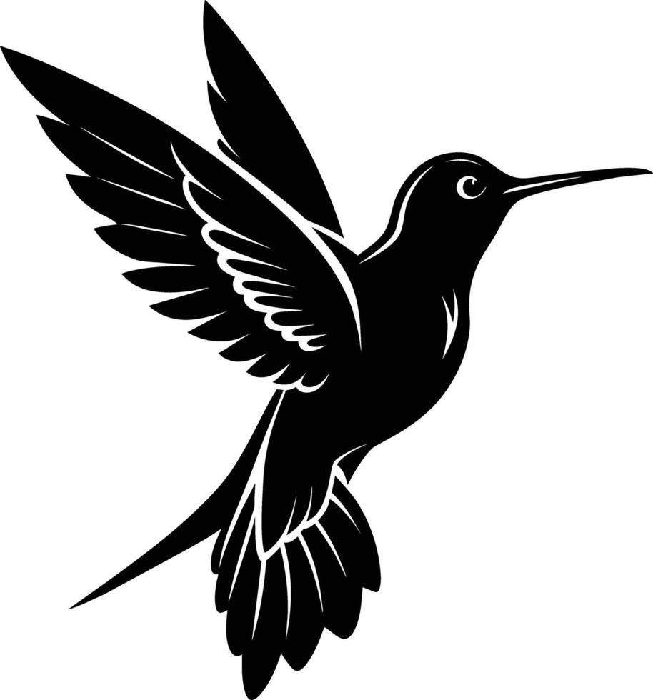 Hummingbird silhouette black illustration vector