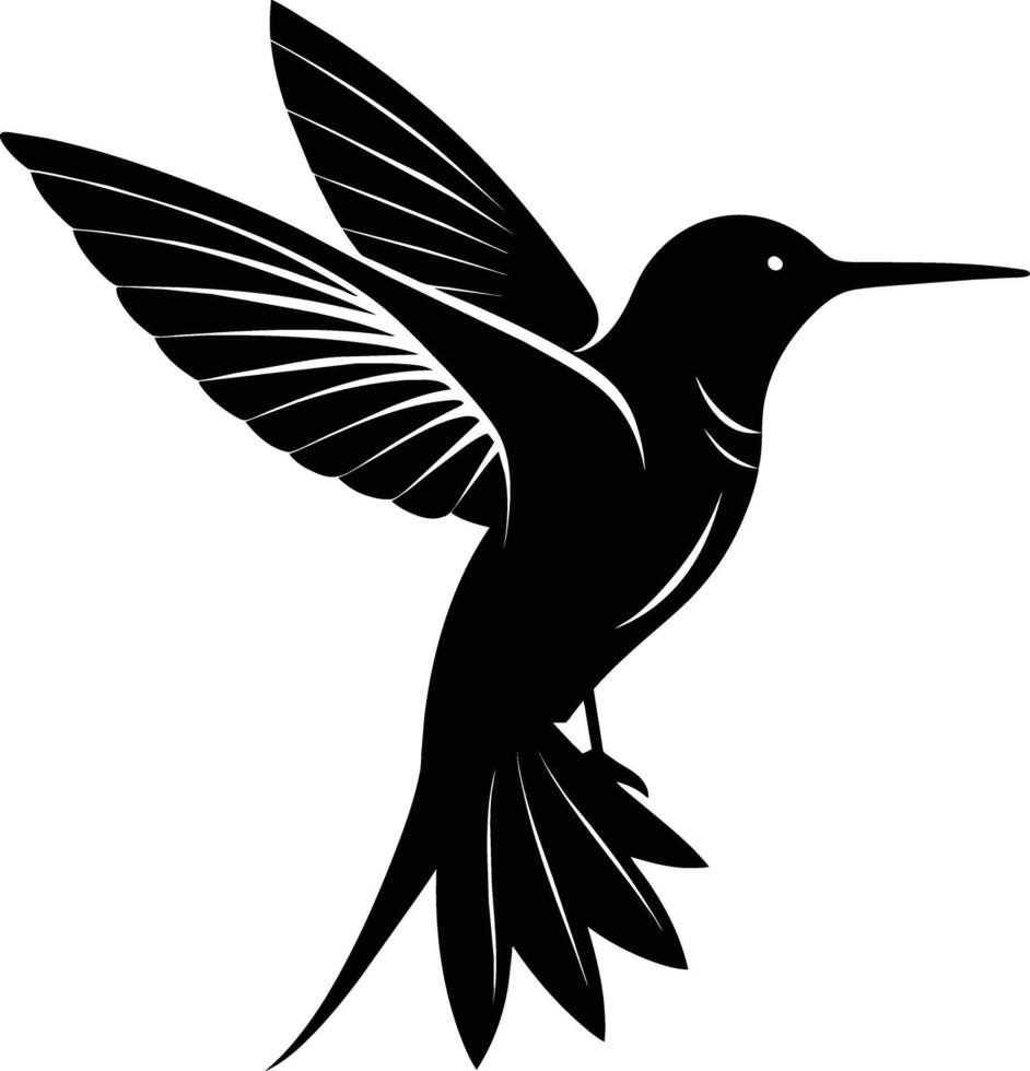 Hummingbird silhouette black illustration vector