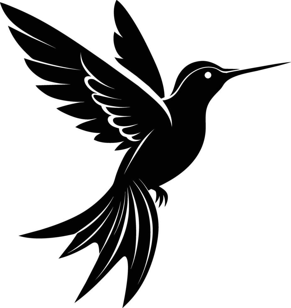 colibrí silueta negro ilustración vector