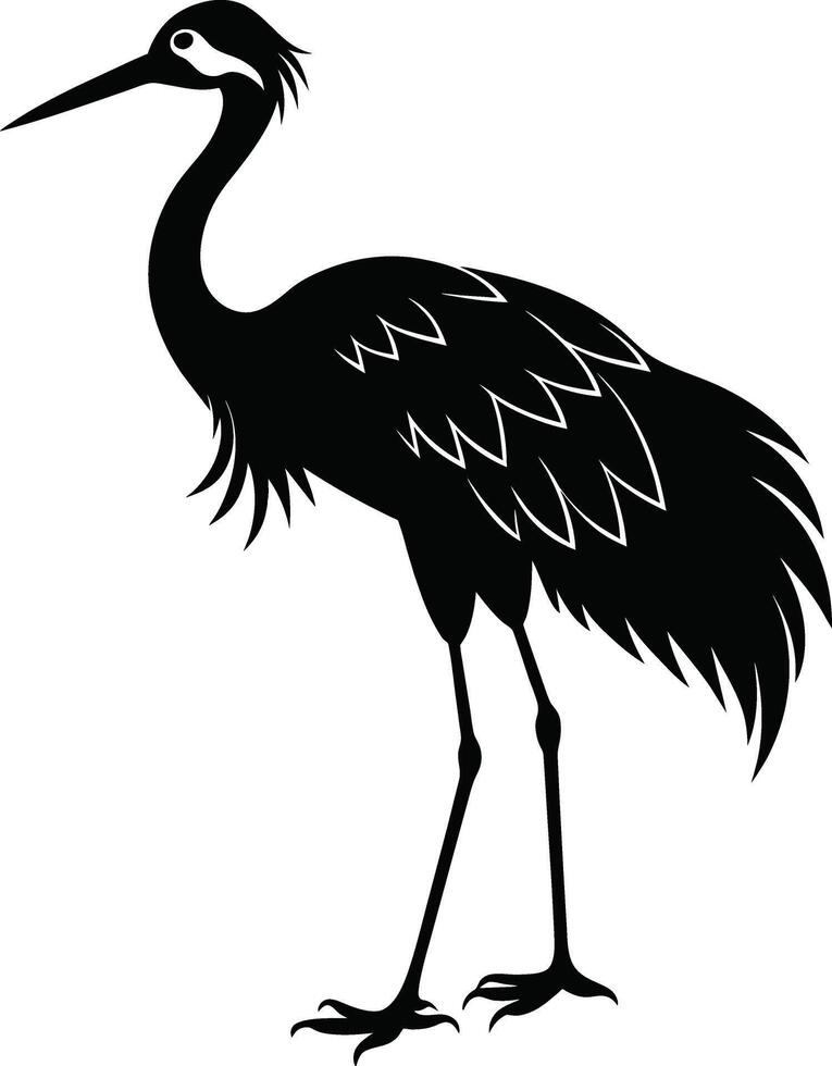 A silhouette of a crane bird standing on a white background vector