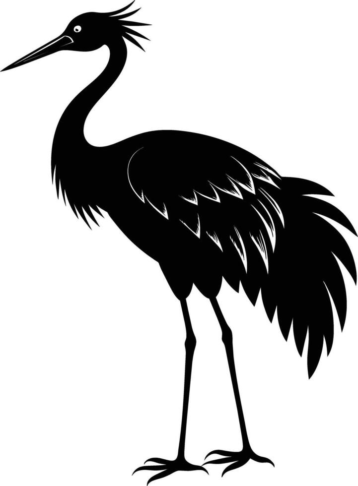 A silhouette of a crane bird standing on a white background vector