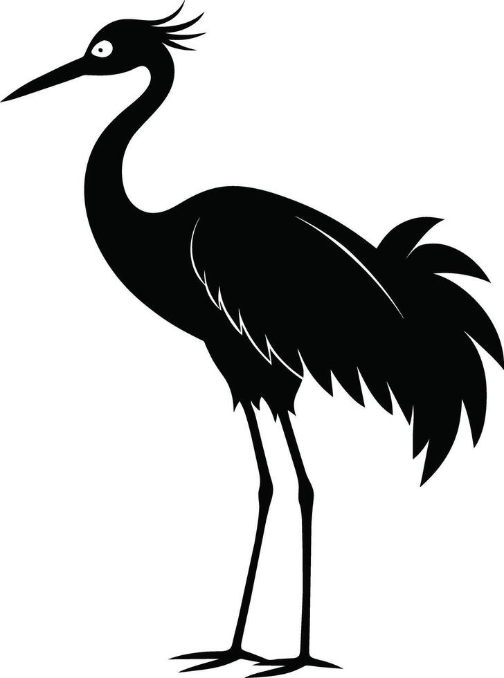 A silhouette of a crane bird standing on a white background vector