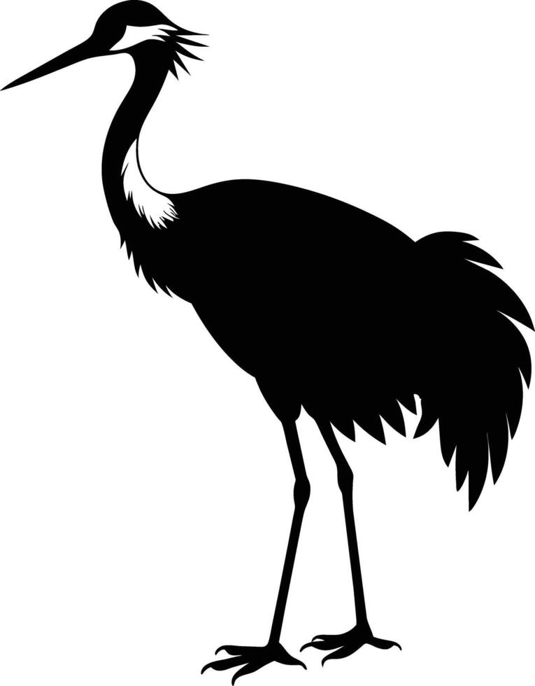 A silhouette of a crane bird standing on a white background vector