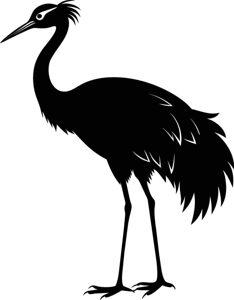 A silhouette of a crane bird standing on a white background vector