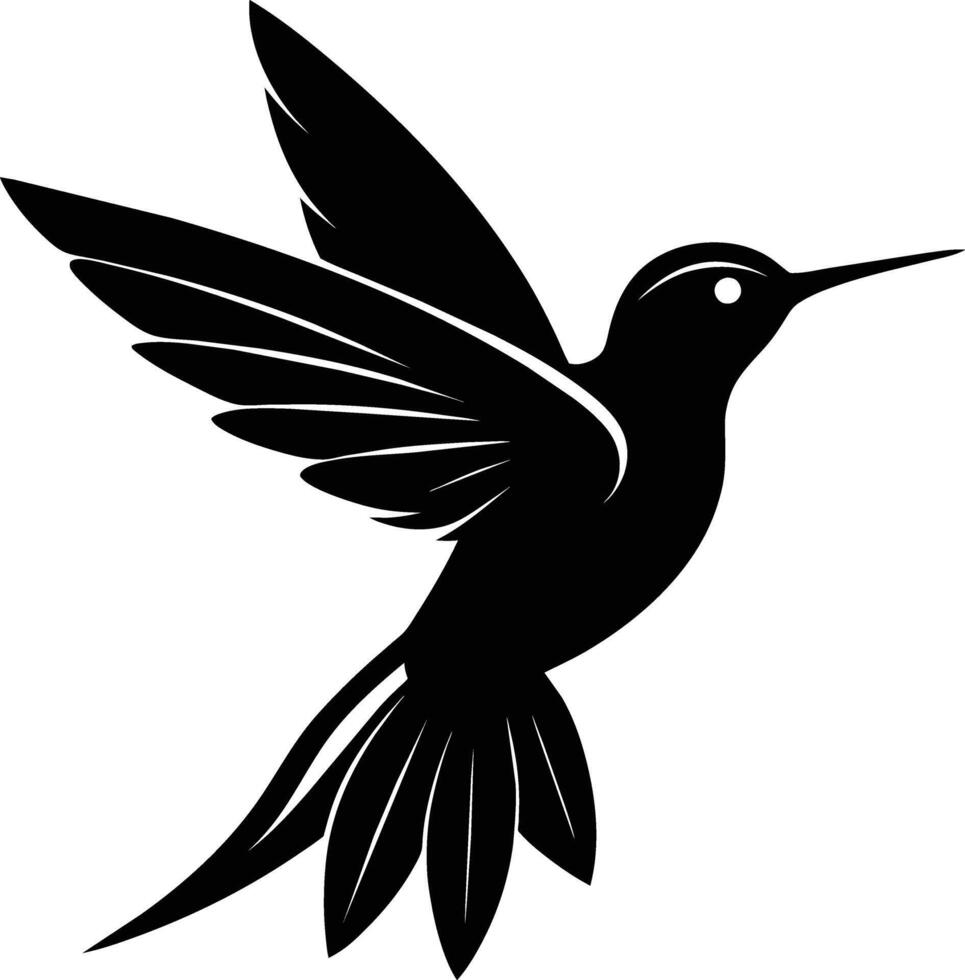 colibrí silueta negro ilustración vector