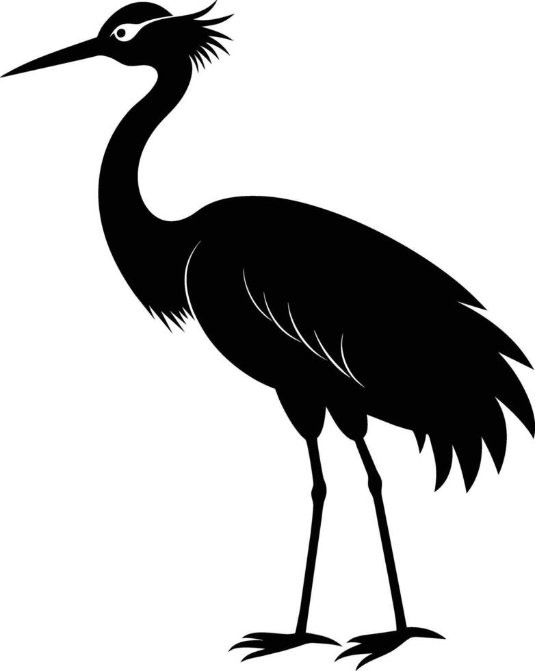 A silhouette of a crane bird standing on a white background vector