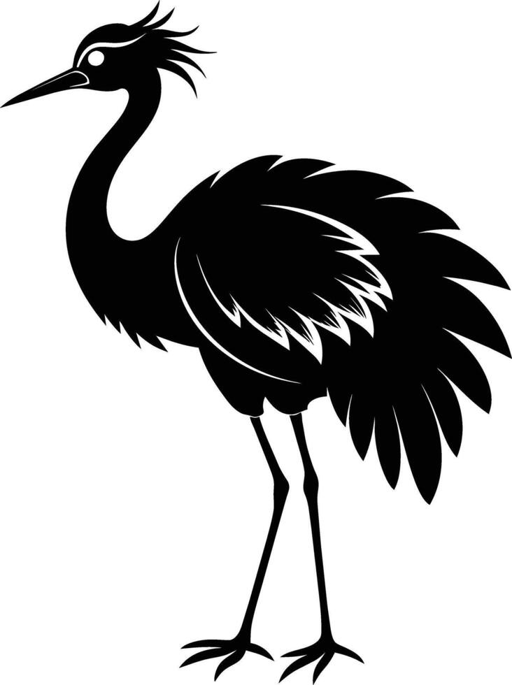 A silhouette of a crane bird standing on a white background vector