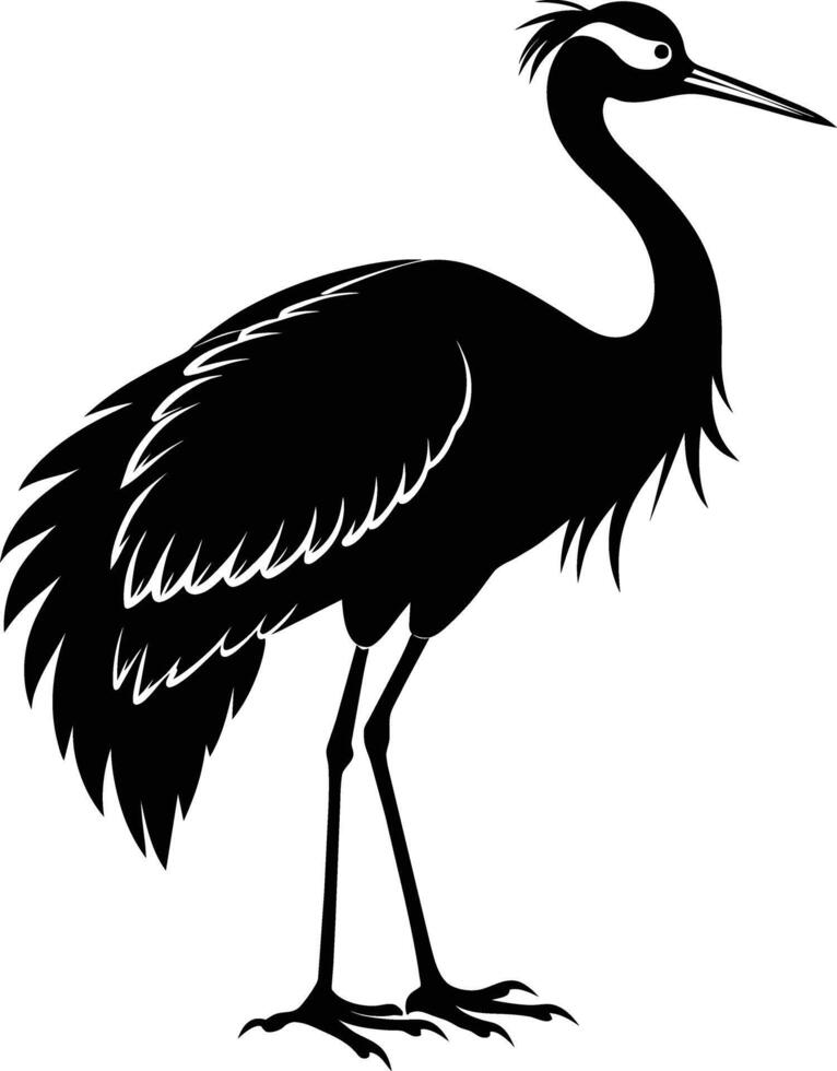 A silhouette of a crane bird standing on a white background vector