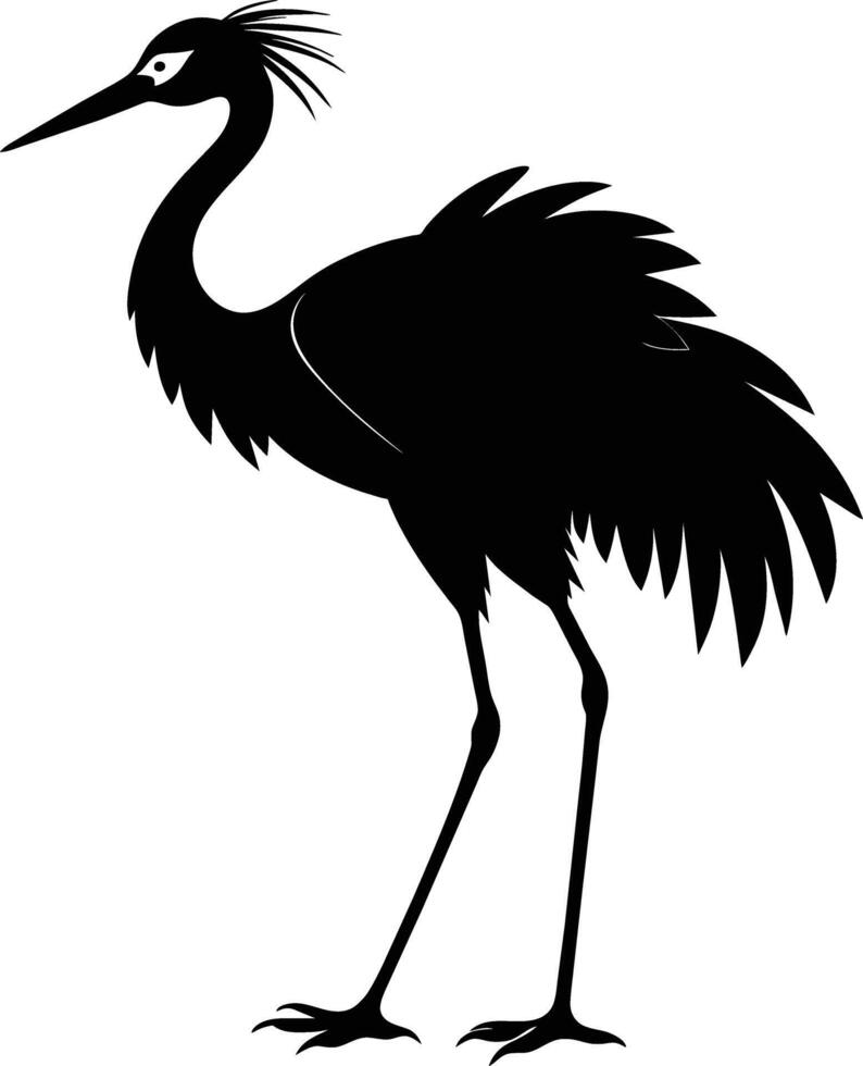 A silhouette of a crane bird standing on a white background vector