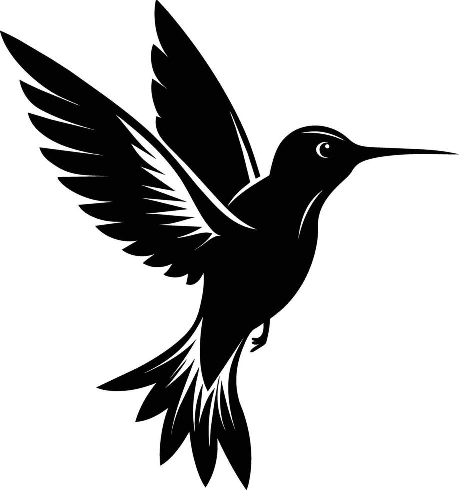 colibrí silueta negro ilustración vector