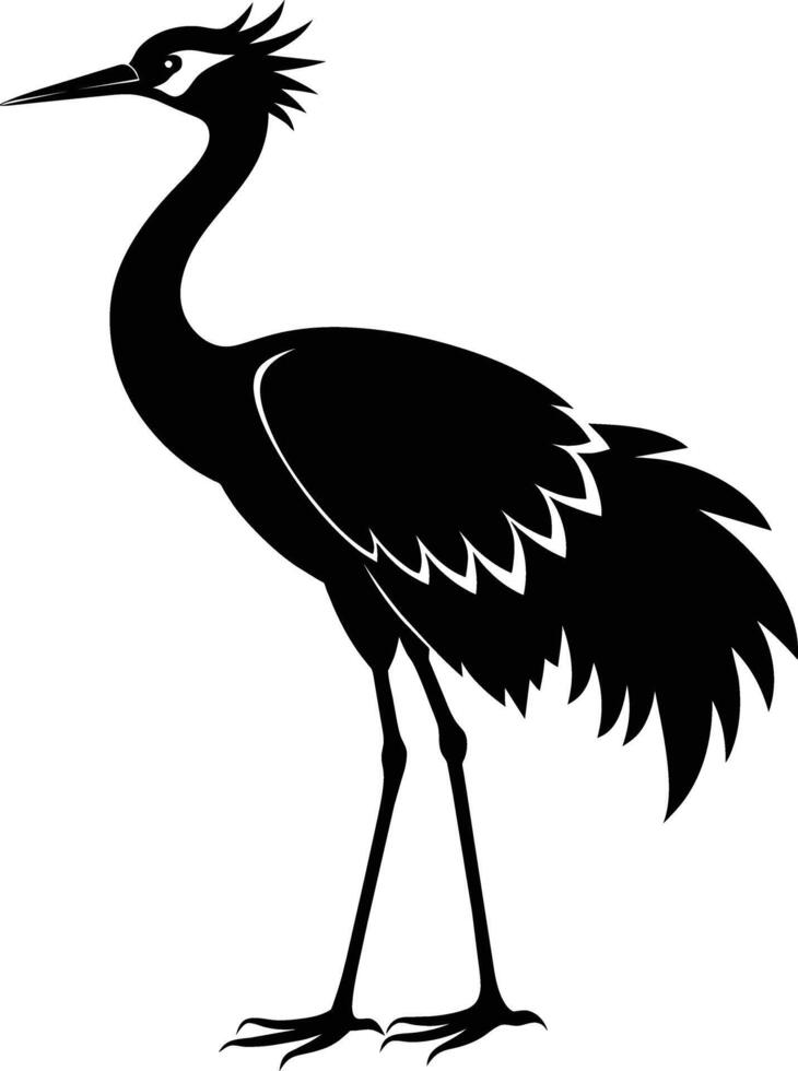 A silhouette of a crane bird standing on a white background vector