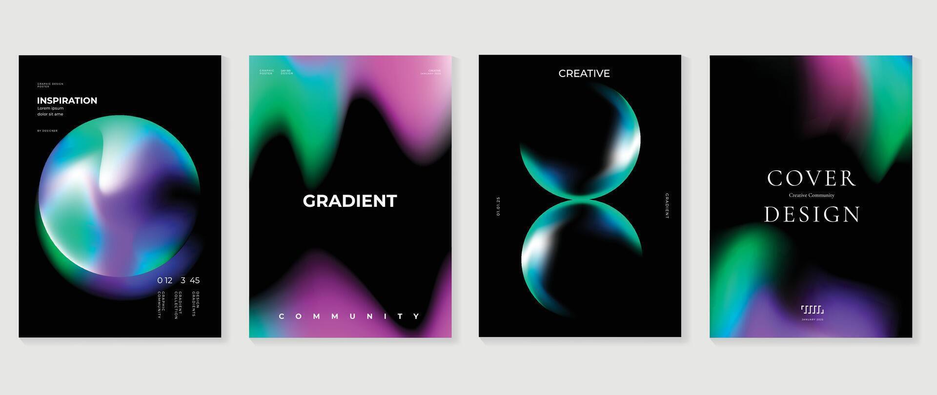 Abstract gradient background set. Minimalist style cover template with vibrant perspective 3d geometric prism shapes collection. Ideal design for social media, poster, cover, banner, flyer. vector