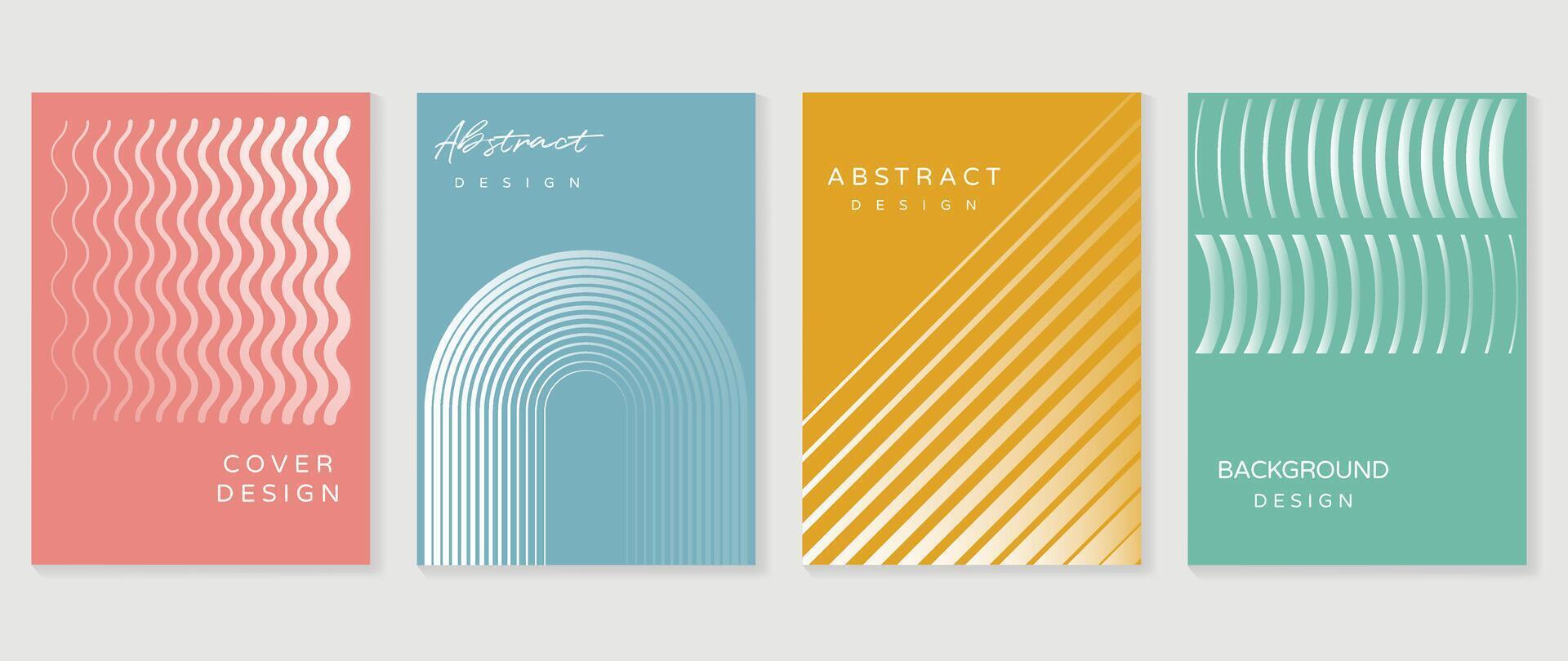 Abstract gradient background set. Minimalist style cover template with pastel perspective 3d geometric prism shapes collection. Ideal design for social media, poster, cover, banner, flyer. vector