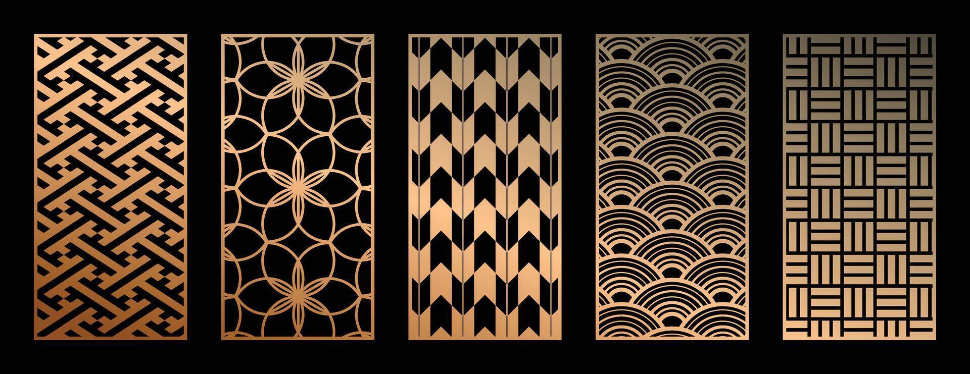 Abstract line art and flower pattern. Laser cut with line design pattern. Design for wood carving, wall panel decor, metal cutting, wall arts, cover background, wallpaper and banner. vector