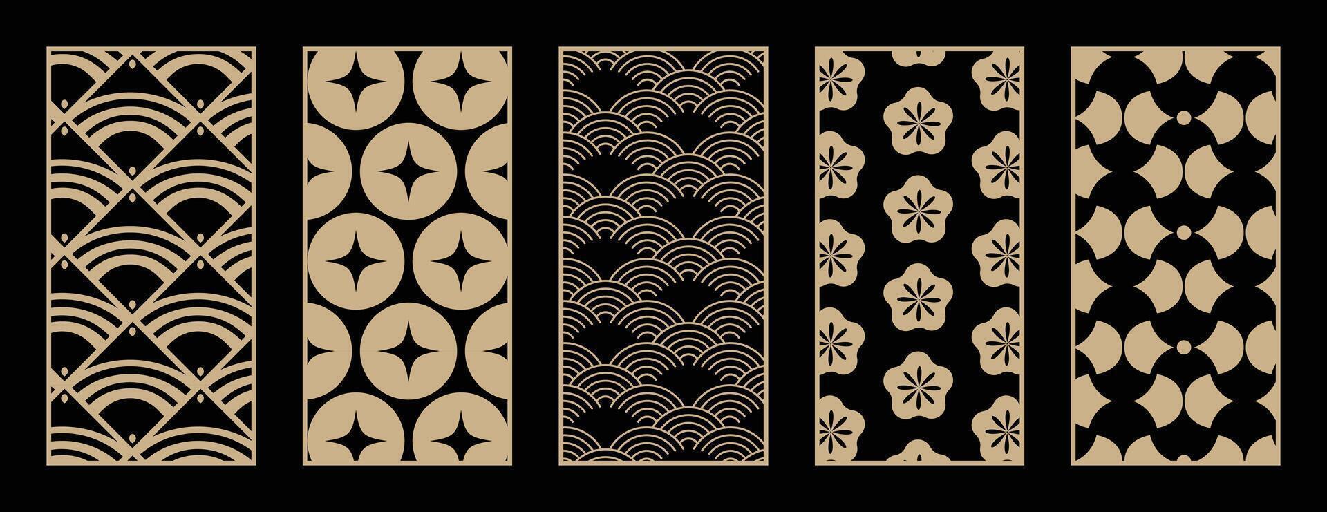 Abstract line art and botanical pattern. Laser cut with line design pattern. Design for wood carving, wall panel decor, metal cutting, wall arts, cover background, wallpaper and banner. vector