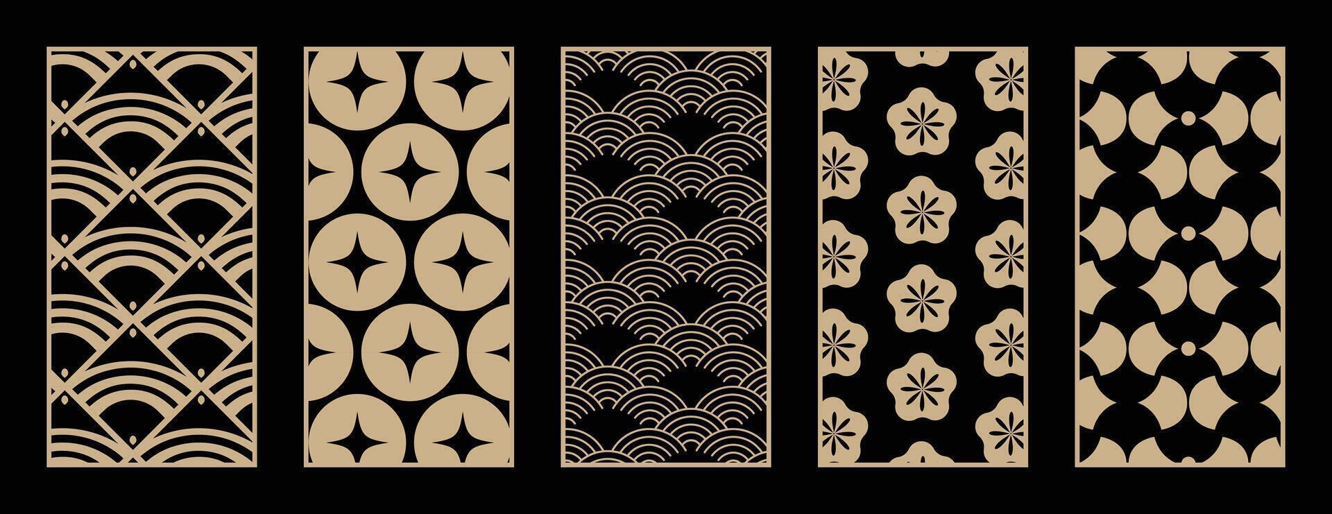 Abstract line art and botanical pattern. Laser cut with line design pattern. Design for wood carving, wall panel decor, metal cutting, wall arts, cover background, wallpaper and banner. vector