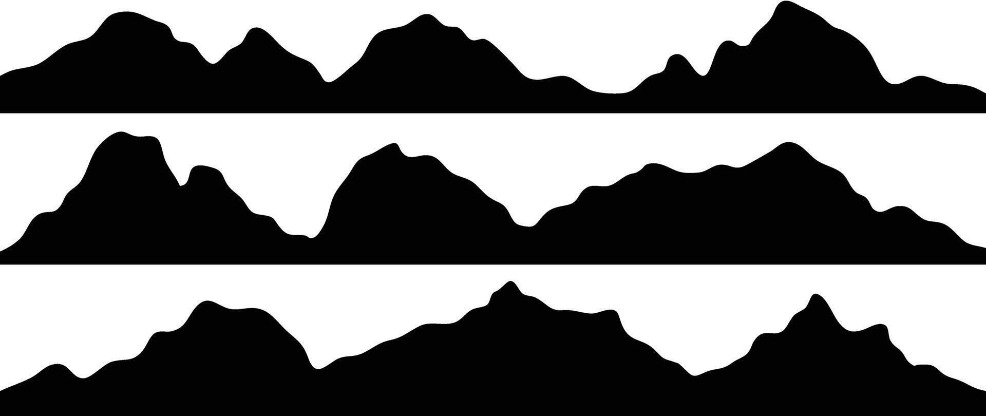 Set of mountain dark silhouette . Mountain black wallpaper, luxury landscape element . Hand drawn illustration design for cover, banner, packaging design, fabric, print, interior decor. vector