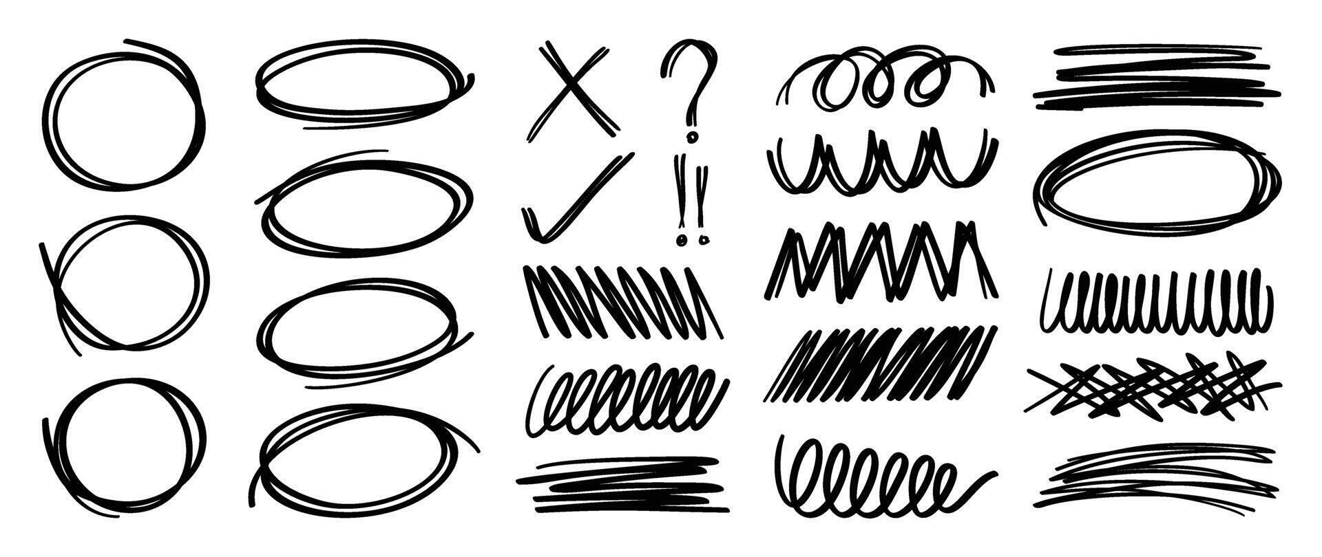 Set of scribble doodle element . Hand drawn doodle style collection of speech bubble, scribble, marker, highlight, symbol. Design for print, cartoon, card, decoration, sticker. vector