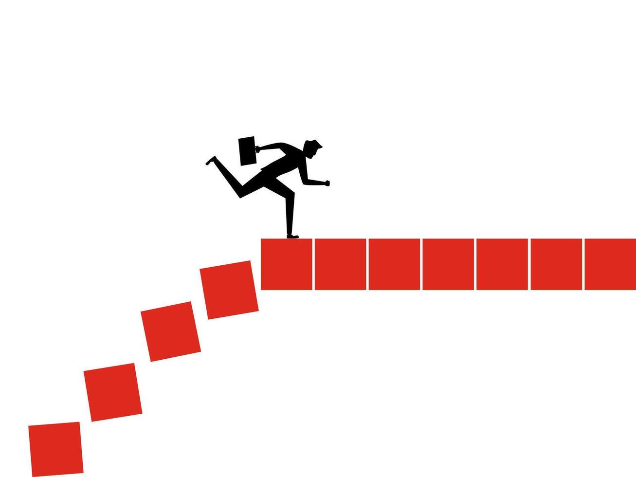 Another step completed. Businessman running across the block vector