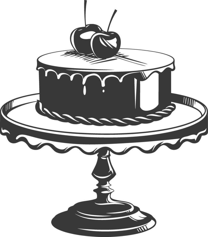 Silhouette cake platter black color only full vector