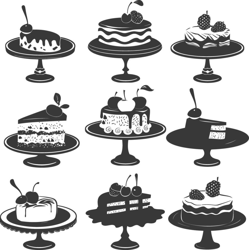 Silhouette cake platter black color only full vector