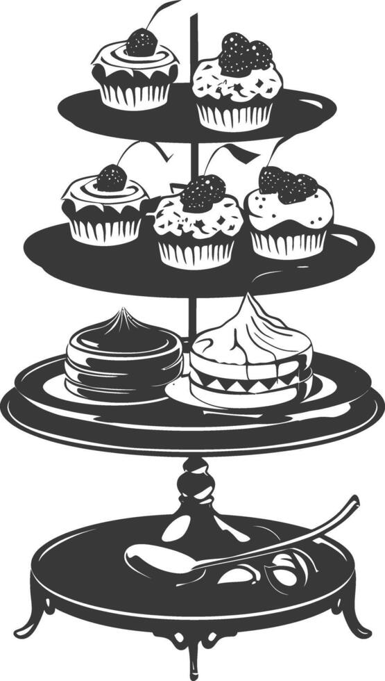 Silhouette cake platter black color only full vector