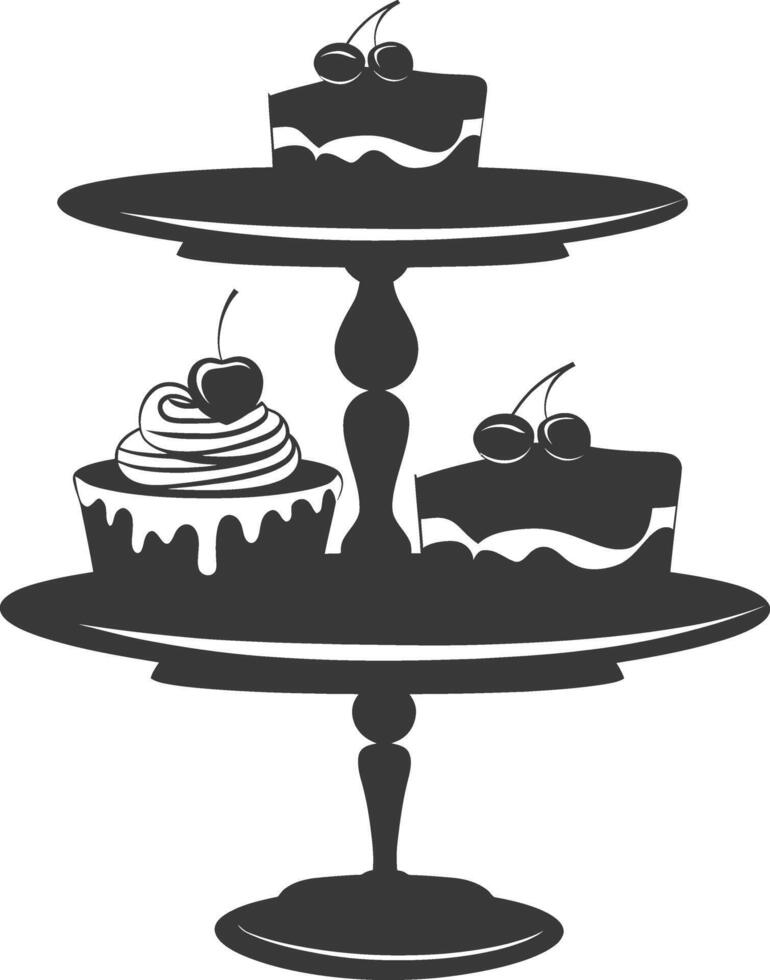 Silhouette cake platter black color only full vector