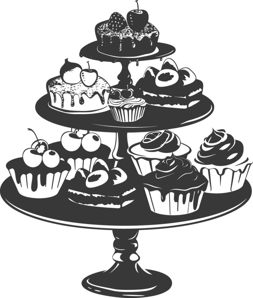 Silhouette cake platter black color only full vector