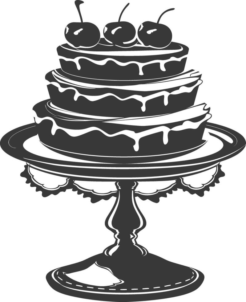 Silhouette cake platter black color only full vector