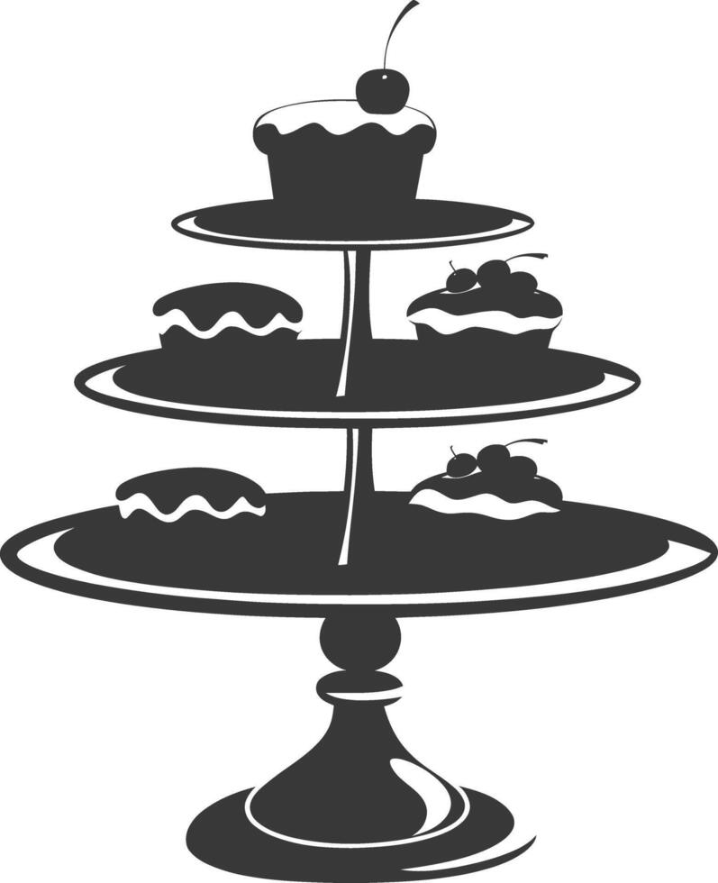 Silhouette cake platter black color only full vector