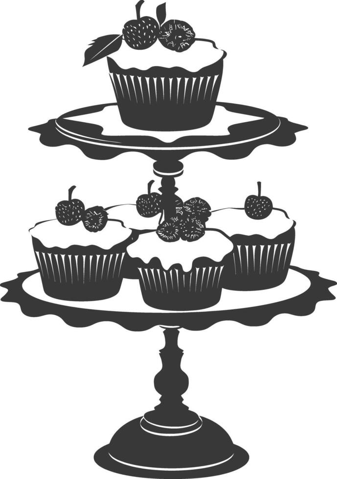 Silhouette cake platter black color only full vector