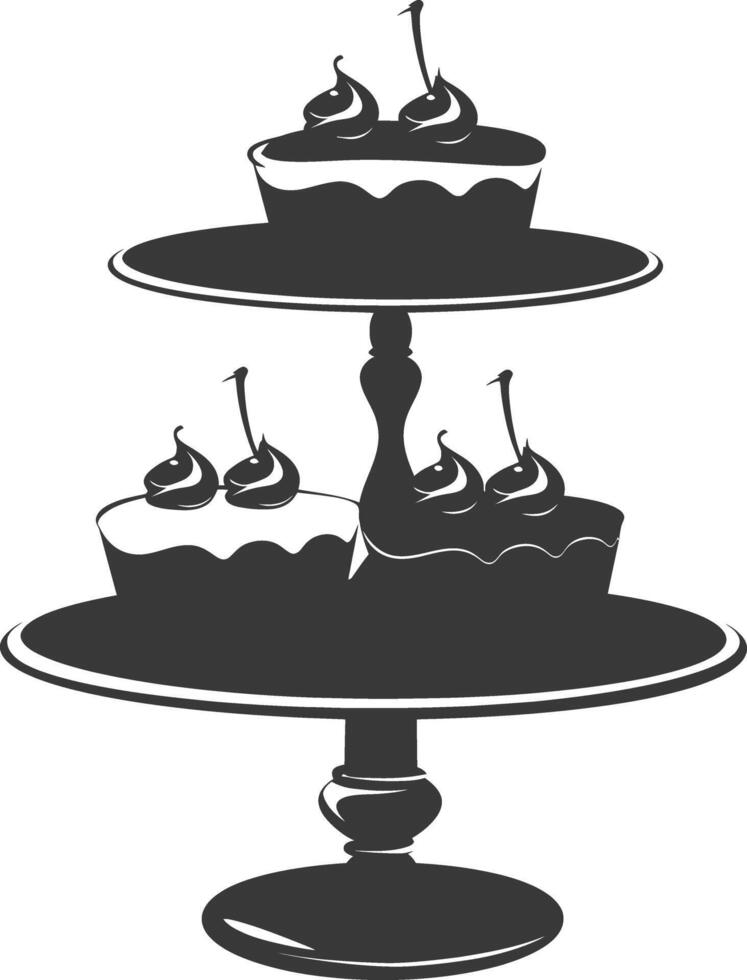 Silhouette cake platter black color only full vector