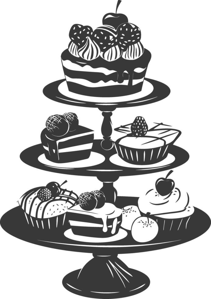 Silhouette cake platter black color only full vector