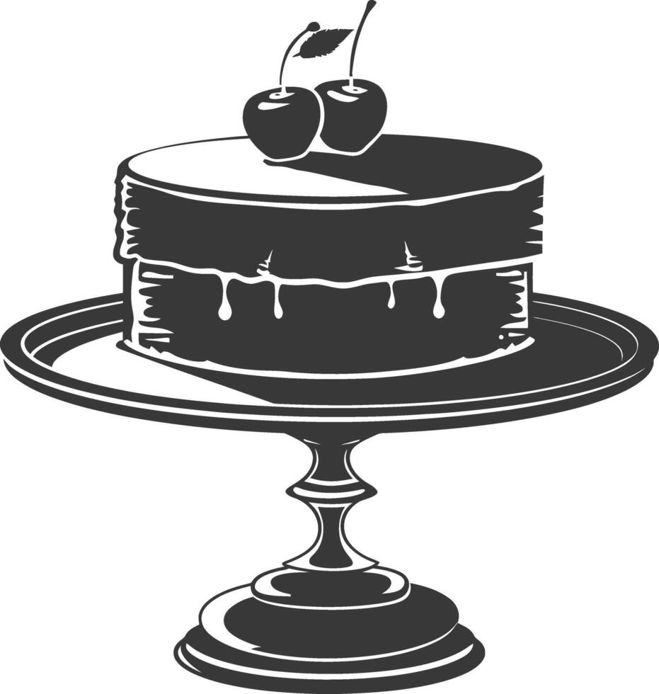 Silhouette cake platter black color only full vector